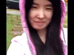 Asian Teen publicly unveils herself in the rain!