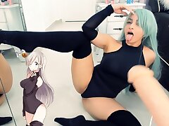 Super-fucking-hot Elizabeth liones - Dual Blowjob Costume play Girl and Ahegao face - Costume play Girl Chupando Gostoso 2 Faux-cocks - Internal ejaculation