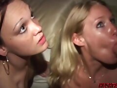 Lusty babes banged rock-hard at a party before facial money-shot cumshot