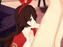 Genshin Impact - Amber gives a blowjob, pop-shot to the face.
