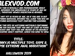 Hotkinkyjo multiple toys, gape & prolapse extreme anal marathon on Halloween 2019