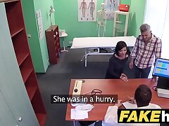 Fake Hospital Czech doctor ejaculates over horny cheating wifes cock-squeezing vagina