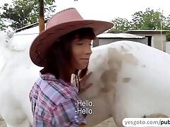 Super-fucking-hot plus jaw-dropping bush-league cowgirl rides detect be incumbent on buy back an alfresco bang-out