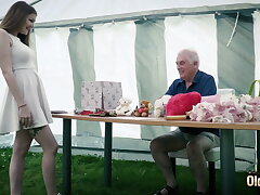 Naughty teenage gets fucked hard-core by elder grandfather