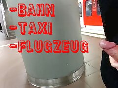Risky outdoor travel -hand and blowjob in train and airplane