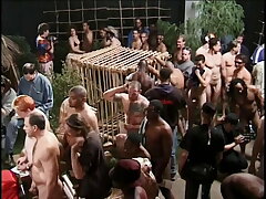 Big-boobed dark-hued whore gets her pussy screwed hard by many dicks