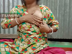 Desi Tumpa bhabhi show her white bigboobs and pearly tight muff when her husband not in apartment