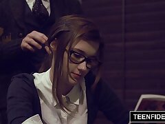 TEENFIDELITY - Student Bombshell Alaina Dawson Creampied on Teacher's Desk
