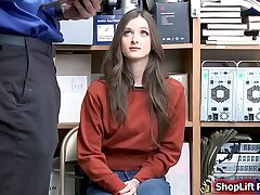 Teenager shoplifter pussy jammed by officer