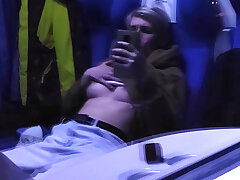 Getting off in the public train. Tits and Orgasm!
