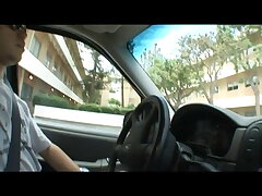 Older sneak persuades 2 super-fucking-hot blondes to gargle him dry