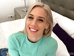 Tiny blonde Nesty takes a phat dick and boinks it with passion