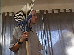 Skanky brown-haired gives crazy guy head on gets screwed from behind