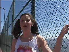 Dark-haired with lush juicy ass gets facialized after super hot sex outdoors