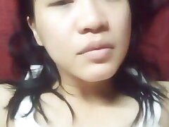 Japanese female alone solo bored to be at home alone frolicking with fruit