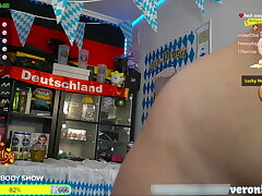 German Fuckslut Celebrating the Oktoberfest with her Aficionados bare and Toying Hot games in stream