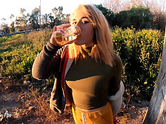 drinking pee in public, high risk in the streets, beginner slut !!! 4k