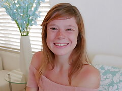 Nice Nubile Ginger-haired with Freckles Orgasms during Casting