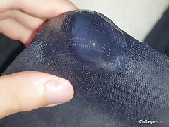 Blowjob and hand-job over underwear until ejaculation, underwear hand-job