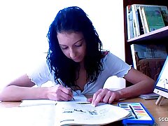 Uber-cute Virgin Gal Eighteen tempt to Fuck by older Tutor in Classroom