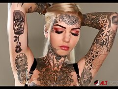 Stellar big-chested Australian babe has her titties inked