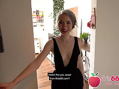 Sugary-sweet German teenage thot Jessii van Riva enjoys a naughty FUCK date! (ENGLISH) Flirts66.com