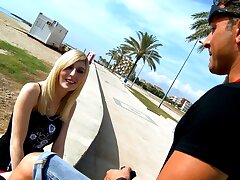 Busty british teen came to spain to improve her cock sucking abilities