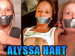 Tiny Ginger-haired Alyssa Hart Duct Gauze Ball-gagged In Trio Hot Gag Fetish Vids