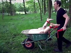Outdoor dirty bondage abasement for a broken teenage slave