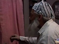 Milky hair granddad ravages teen gf that flashes as pixie in his fantasy