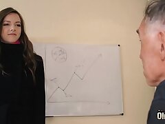 Sex-positive teenie takes jism on her tongue and swallows it after getting hard-core pummeled by older guy