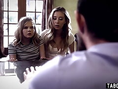 Counselor deals with teenage rebels Coco Lovecock and Haley Reed in therapy