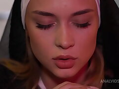 Enlivenment of a Succubus from the innards of the soul of nun Loren Strawberry! Anal curse NRX134