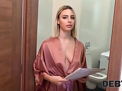 DEBT4k. Debt collector cracks into the building and fucks the blond charmer