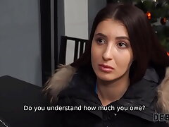 DEBT4k. Girl owes money and she is fucked after the debt collector finds her
