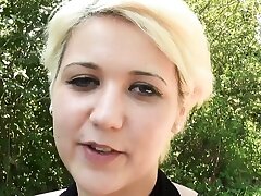 Phat ass white girl platinum-blonde Celia having a gangbang