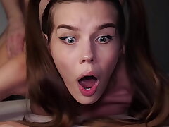 OMG, MY Backside IS TOO TIGHT! Ultra-cute 18 Yo Teen Fights During Painful Anal Tear up - Alina Foxxx