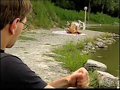 Two g/g supersluts making out in a beach turn on a guy