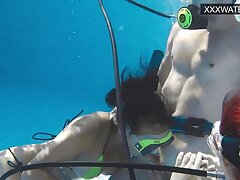 Hardcore swimming pool nailing big rod with Polina