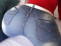WHAT ASS! I screw my stepsister's finest friend thru torn denim