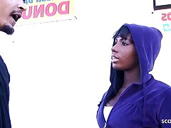 Black Ebony Student Mahlia Milan chat to Audition Fuck on Street
