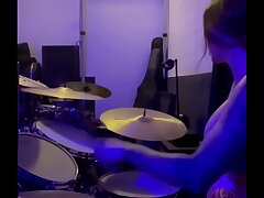 Felicity feline drumming tits bouncing spectacular