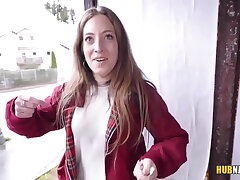 Fleshy red-haired damsel blows and fucks a stranger for a cash