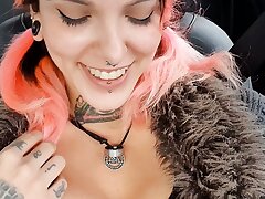 Public have fun squirting numerous times in a ride with a stranger