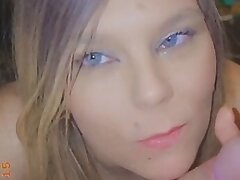Slut sucking pink cigar and texting guys taling dirt