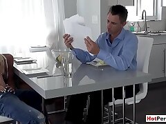 Chesty Cougar step-mom blows her sonny next to stepfather