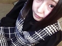 A serious Japanese sweetheart with short ebony hair is ejaculated in her throat uncensored