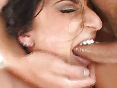insane brunette lets two cocks stick in her pussy