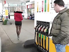 German light-haired teenage whore pick up at gas station and drill