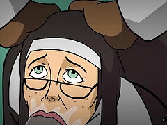 A rude nun and a sensitive mannered Cougar get opened up by Big black cock